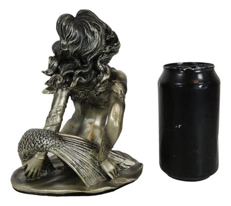 Aged Bronze Resin Nude Seductive Mermaid Figurine H Fantasy Sea