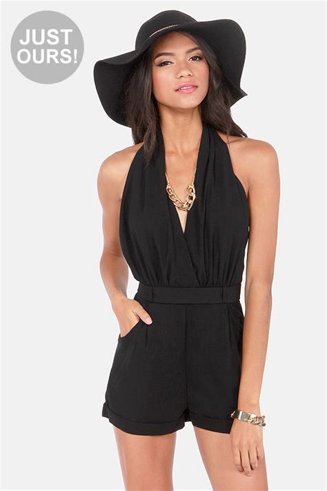 Sexy Black Romper Backless Romper Short Romper 4800 Lulus