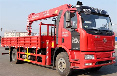 Chinese Brand Faw X Cargo Truck With Ton Straight Boom Crane For