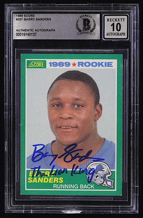 Barry Sanders Signed 1989 Score 257 RC Inscribed The Lion King BGS