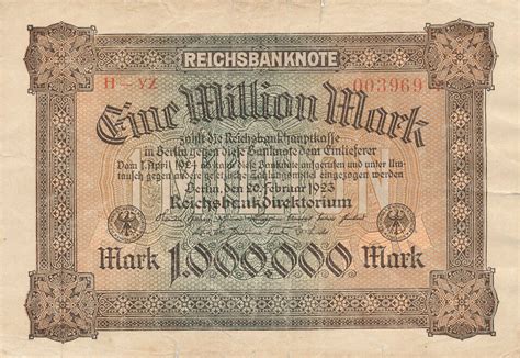 Deutsches Reich Weimarer Republik Million Mark Ro B Deu B