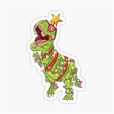 Tree Rex T Rex Christmas Sticker For Sale By Designeclipse Redbubble