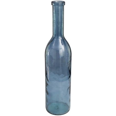 Litton Lane 30 In Blue Handmade Tall Spanish Bottleneck Recycled Glass