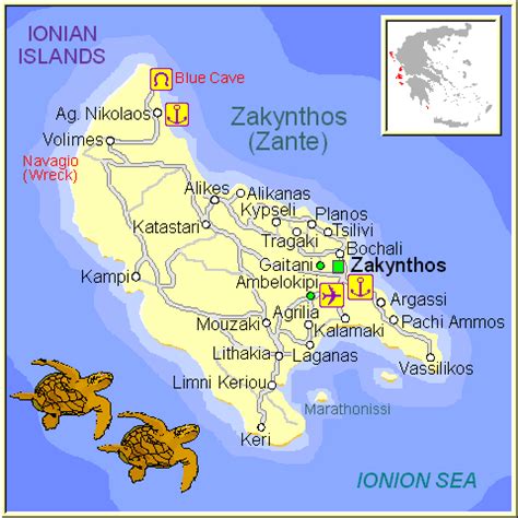 Tsilivi map, Zante GREECE - Tsilivi information