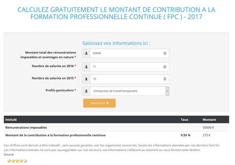 Calcul Gratuit Du Montant De La Contribution à La Formation