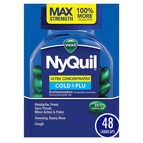 NyQuil Ultra Concentrated Cold and Flu LiquiCaps, 48 ct – Locatel