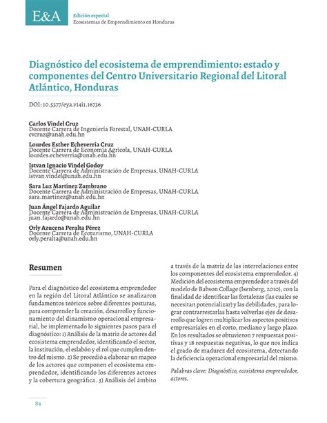 Pdf Diagn Stico Del Ecosistema De Emprendimiento Estado Y