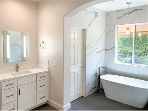 Modern Marble Master Bath Trabuco Canyon Inspired Remodels