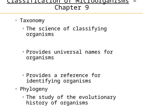 Ppt Classification Of Microorganisms Chapter Taxonomy The Science