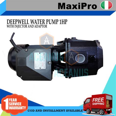 MAXIPRO Deep Well Water Pump 1HP With Injector And Adapter ITALY