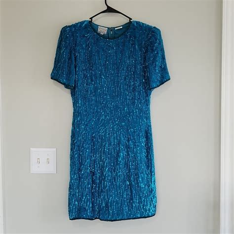 Stenay Dresses Vintage Teal Blue Stenay Silk Short Sleeve