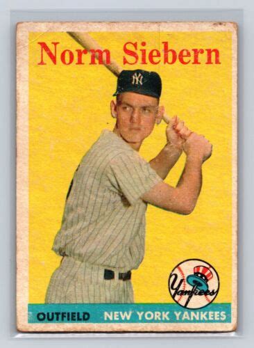 1958 Topps 54 Norm Siebern New York Yankees Rookie Ebay