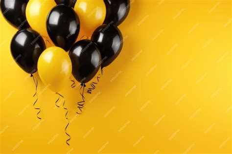 Premium AI Image | Black and yellow balloons on a red yellow background ...