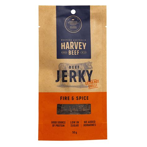 Fire And Spice Extra Hot Chilli Jerky 50g Harvey Beef