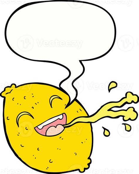 Cartoon Squirting Lemon With Speech Bubble 39875153 Png