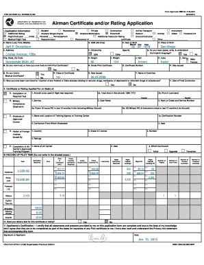 Fillable Online Airman Certificate And Or Rating Application Fax Email