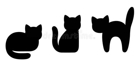 Cartoon Black Cat Silhouette Set Stock Vector - Illustration of sitting, drawing: 273860980