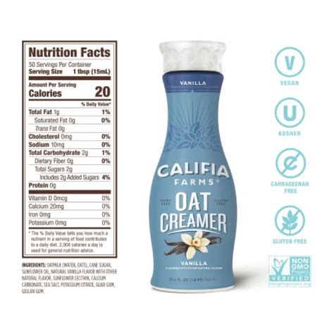 Califia Farms Vanilla Oat Milk Coffee Creamer Fl Oz King Soopers