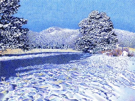 Snowy Day Bergen Peak - Colored Pencil Drawing