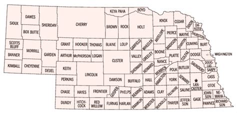 Map of Nebraska Counties