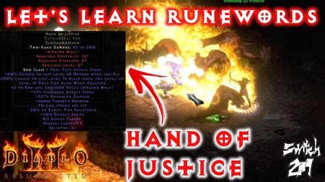 Lets Learn Runewords Hand Of Justice Diablo 2 Resurrected Youtube