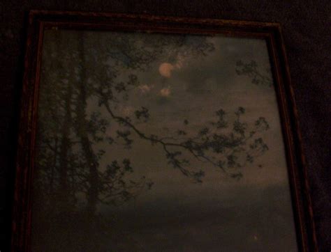 Vintage Shadowland Moonlight Lithograph Framed Print 13 X 17 Blue