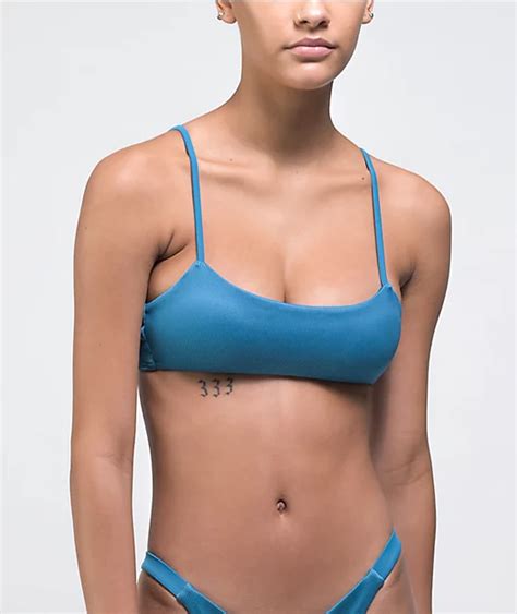 Damsel Kate Atlas Blue Ribbed Bralette Bikini Top