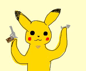 Large Pikachu zaps building - Drawception