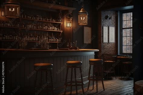 interior of old pub Stock Illustration | Adobe Stock