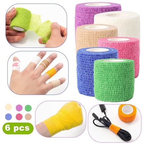 SNNROO 6 Pcs Self Adhesive Bandage Wrap 2 Inch By 5 Yards Self