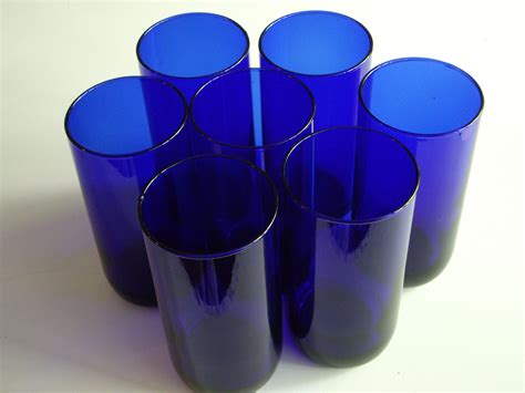 Cobalt Blue Tall Tumblers Or Metropolitan Drinking Glasses Made By