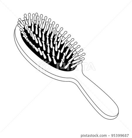 Vector Black Plastic Grooming Hair Brush Comb Top View On White