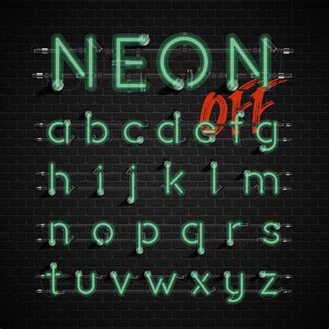 High Detailed Neon Font Set Vector Illustration Vector Art At