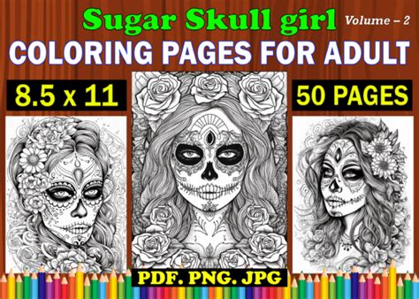 50 Adult Sugar Skull Girl Coloring Pages Graphic By Design Shop · Creative Fabrica