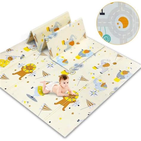 Tapis de Jeu pour Bébé Enfant Tapis Pliable d Éveil et de Jeux pour