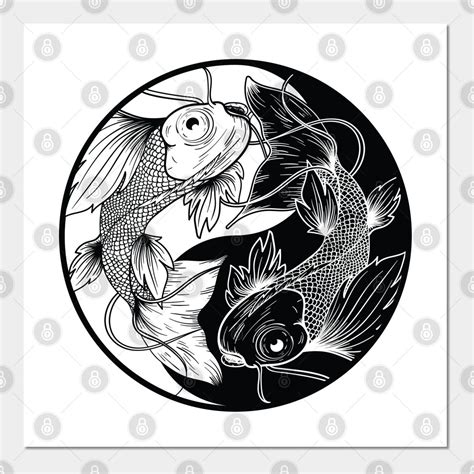 Koi Fish Ying Yang Japanese Nature Gift Wall And Art Print Koi In