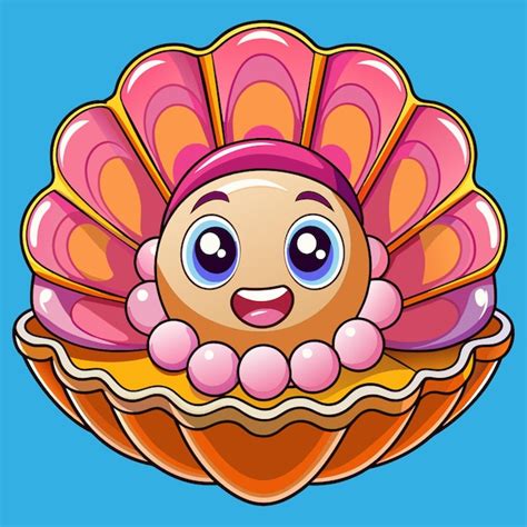 Cute Oyster Vector Cartoon Illustration Vector Illustration Kawaii