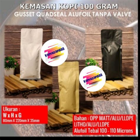 Jual Gusset 100 Gr Kemasan Kopi Gusset Hitam Putih Lithopaper Coklat