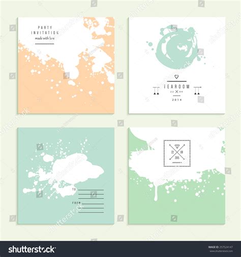 Inkblot Collection Set Four Cards Vector Stock Vector Royalty Free