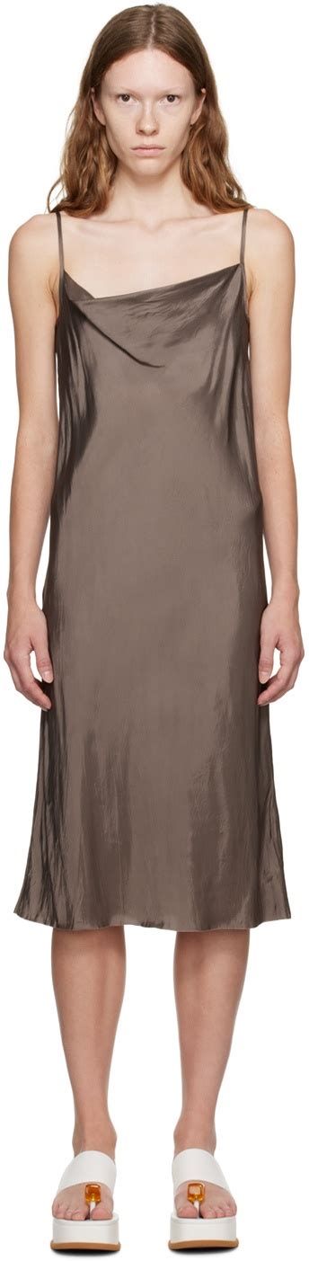 Dries Van Noten Gray Raw Edge Midi Dress Dries Van Noten