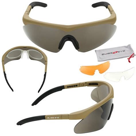 Professional SWISS EYE RAPTOR Ballistic 3 Lens Kit Glasses Brown Frame