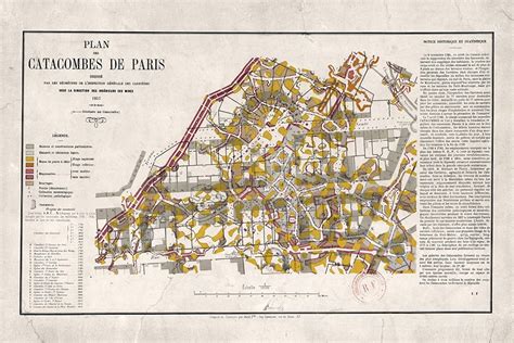 Paris Catacombs Antique Map From 1857 Print Poster - Etsy