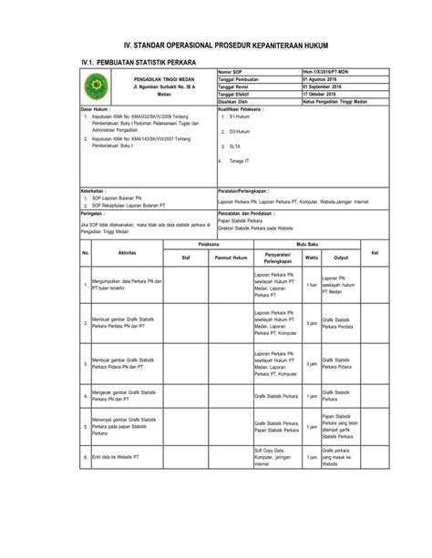 Pdf Iv Standar Operasional Prosedur Kepaniteraan Hukum Pdfiv