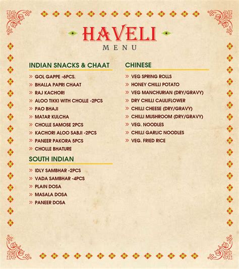 Haveli Amritsar Best Amritsar Jalandhar Highway Restaurant Menu