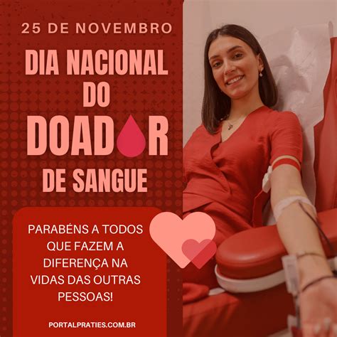 De Novembro Dia Nacional Do Doador De Sangue Portal Praties