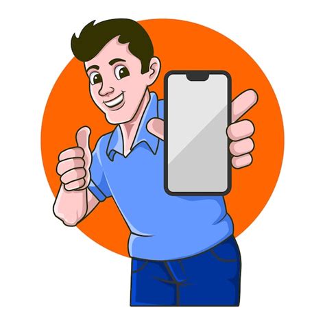 Premium Vector A Man Holding Mobile Phone