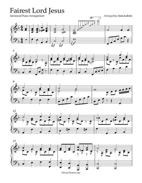 Free Piano Arrangement Fairest Lord Jesus Advanced Piano Sheet