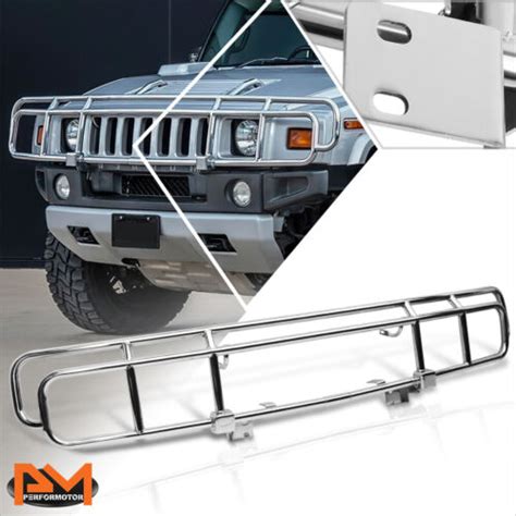 For 03 09 Hummer H2 Heavy Duty Stainless Steel Front Bumper Grille Guard Chrome Ebay