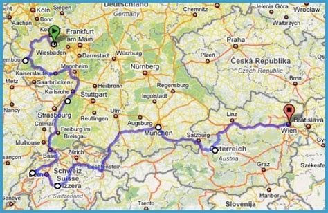 Map Of Germany Switzerland Austria - TravelsFinders.Com