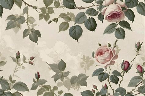 A Seamless Pattern Of Faded Floral Wallpaper Premium AI Generated PSD